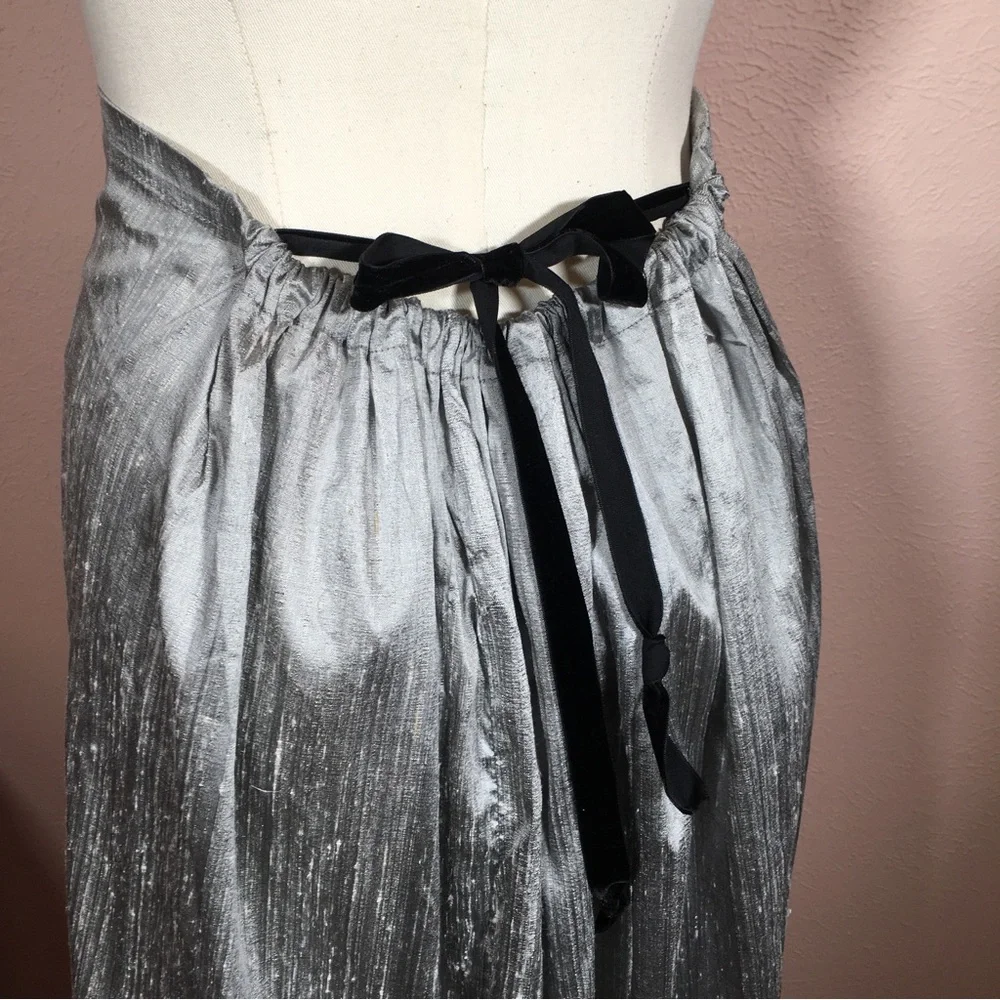 Vintage 1990 Y2K Unique Art deco Raw Silk Beaded Fringe Midi Formal Skirt - Picture 3 of 17
